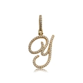 Hip hop style crystal encrusted letter Y pendant in gold plated copper for DIY necklaces - Letter Y (16097)
