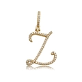 Hip hop style gold-plated cursive letter Z pendant with sparkling crystal inlay stones - Letter Z (16098)