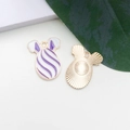 Easter rabbit alloy charm set in purple and white stripes with gold plating - Purple Striped Egg