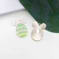 Green Easter egg charm with bunny ears and Happy Easter text in golden alloy finish - Happy Easter Lettering Egg