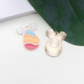 Easter rabbit egg alloy pendant charm with colorful enamel inlay and golden ring - Wavy Pattern Egg