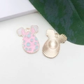 Pink enamel Easter egg rabbit pendant with golden metal edges for DIY jewelry craft - Pink Polka Dot Egg