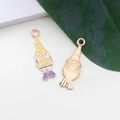 Halloween gnome alloy pendant with BOO lettering and yellow-purple enamel finish - Yellow Hat Gnome Easter Egg
