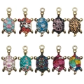 Set of 10 DIY colorful enamel turtle pendants with gold alloy frames for jewelry making - 10Pcs Enamel Print Turtle Set
