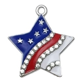 Star shaped pendant with US flag enamel colors and sparkling rhinestones for jewelry - USA Flag Star Style (19070)