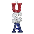 Patriotic USA letter pendant with red blue white enamel and sparkling rhinestones - USA Flag USA Letters Style (19071)