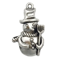 Zilveren sneeuwpop hanger van legering met hoed en bezem voor kerst DIY sieraden maken - 17x27mm / Zilveren Sneeuwpop (3996)