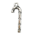 Pendentif canne en sucre argent antique avec texture spirale pour bijoux de Noël - 10x27mm / Canne en Sucre Argent Antique (4001)