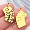 Golden metal poker royal flush charms for DIY jewelry making with smooth finish - Western Cowboy Poker Cards (19226)