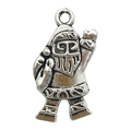 Pendentif en alliage d'argent antique avec personnage du Père Noël barbu pour bijoux DIY - 12x23mm / Père Noël Argent Antique (7743)