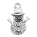 Pendentif bonhomme de neige en argent pour création de bijoux de Noël DIY avec cœurs - 15x20mm / Bonhomme de Neige Argenté (7746)