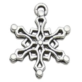 Pendentif flocon de neige argenté vintage au design hexagonal pour bijoux DIY et décor de Noël - 15x20mm / Flocon d'Argent Antique (8389)