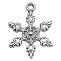 Pendentif flocon de neige argenté en alliage avec strass blancs et finition vintage - 17x23mm / Flocon en Strass (8394)