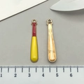 DIY enamel baseball bat pendant charm in yellow and red with gold metal finish - Yellow Prop Baseball Bat Style (19634)