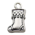 Pendentif chaussette de Noël en argent antique pour création de bijoux DIY - 11x17mm / Chaussure de Noël Argent Antique (8842)