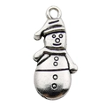 Pendentif bonhomme de neige en alliage argent antique pour bijoux de Noël - 12x24mm / Bonhomme de Neige Argent Antique (8843)