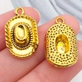 Golden cowboy hat alloy charms with rope texture for DIY jewelry and bracelet making - Western Cowboy Hat (19240)