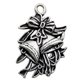 Pendentif de cloche de Noël en argent antique avec nœud pour la création de bijoux - 16x24mm / Cloche Argent Antique (8846)