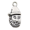 Pendentif en alliage argenté avec motif Père Noël barbu pour création de bijoux DIY - 12x22mm / Tête de Père Noël Argent Antique (8847)