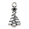 Pendentif sapin de Noël en alliage argent antique pour bijoux DIY et breloques de fête - 11x21mm / Sapin de Noël Argent Antique (8849)