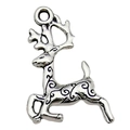 Pendentif renne en argent antique avec gravure florale pour fabrication de bijoux - 15x20mm / Renne Argent Antique (11223)