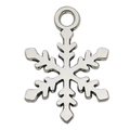 Pendentif flocon de neige en alliage argenté poli avec boucle pour la création de bijoux - 13x19mm / Flocon d'Argent Brillant (14026)
