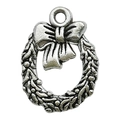 Pendentif couronne en alliage argenté avec nœud pour projets de bijoux de Noël DIY - 11x15mm / Couronne à Nœud Argent Antique (15769)