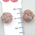 Rose gold bird's nest wire-wrapped stud earrings with purple faceted stone bead - Rose Gold Hollow Wire Ball (19837)