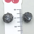 Handmade woven wire cage ball charm with zircon bead in gunmetal finish, 12mm size - Gun Black Hollow Wire Ball (19840)