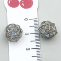 Silver hollow wire-wrapped bird nest pendant with blue zircon stone and scale measurement - White K Hollow Wire Ball (19841)