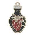 Gotischer Goldlegierungsanhänger mit anatomischem Herz in Flasche und Emaille-Finish - Heart Potion Perfume Bottle Style (19394)