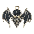 Gotische Totenkopf-Ohrringe mit schwarzen Fledermausflügeln in Gold-Finish für Halloween - Fledermaus Totenkopf Stil (19397)