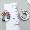 Pendentif couronne de Noël en alliage avec émail vert et strass pour bijoux DIY - Forme de Couronne (19647) / Vert