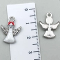 Pendentif ange en alliage argenté avec émail blanc et strass pour la création de bijoux - Forme d'Ange (19649) / Blanc