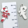 Pendentif canne en sucre émaillé rouge et blanc de 30mm pour bijoux DIY - Style Sucre d'Orge (19657) / Rose vif