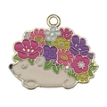 Pendentif hérisson en émail avec détails floraux colorés pour bijoux DIY en alliage doré - Hérisson Fleur Rose