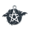 Gothic pentagram and bat enamel pendant charm for DIY jewelry making in dark aesthetic style - Pentagram Bat Style (19371)