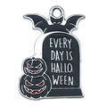 Halloween tombstone charm with bat and pumpkins for DIY necklaces and keychains - Pumpkin Bat Tombstone Style (19374)
