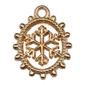 Ciondolo a fiocco di neve dorato con cerchio decorativo per creazione di gioielli DIY - Stile fiocco di neve (11628)