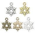 Ciondoli a fiocco di neve in lega in cinque colori per gioielli natalizi fai-da-te - Neve di Natale / 14x18mm (0,7g) / Argento Antico