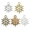 Ciondoli a forma di fiocco di neve in metallo in cinque colori per gioielli fai-da-te - Fiocco di Neve Traforato / 19x15mm (1,1g) / Argento Antico