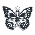Gothischer Schmetterlingsanhänger mit Totenkopfmuster in Schwarz und Silber - Totenkopf Schmetterling Anhänger (19383) / 1 Stück (22x28mm)