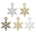 Ciondoli a forma di fiocco di neve natalizio in lega in cinque diverse finiture metalliche - Fiocco di Neve Esagonale / 13x19mm (0,6g) / Argento Antico