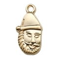 Pendentif Père Noël doré en alliage métallique pour création de bijoux et DIY - Style Tête de Père Noël (18285)