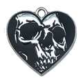 Gotischer herzförmiger Totenkopf-Anhänger aus schwarzer Emaille und Silberlegierung - Herz Totenkopf Anhänger (19384) / 1 Stück/Packung (21x22mm)