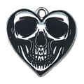 Gothic black and white heart skull alloy pendant for DIY jewelry making and necklaces - Enamel Skull Heart Pendant (19386)