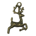 Ciondolo a forma di alce in bronzo vintage con rilievi floreali per gioielli fai da te - Stile Renna (19262)