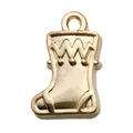 Pendentif de Noël en forme de chaussette dorée avec anneau pour création de bijoux DIY - Style Chaussette de Noël (18296)