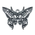 Gothic butterfly charm pendant with black and white enamel wings and cat face design - Tiger Butterfly Totem Pendant (19388)