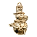 Pendentif bonhomme de neige doré avec chapeau et balai pour bijoux de Noël DIY - Style Bonhomme de Neige (18297)
